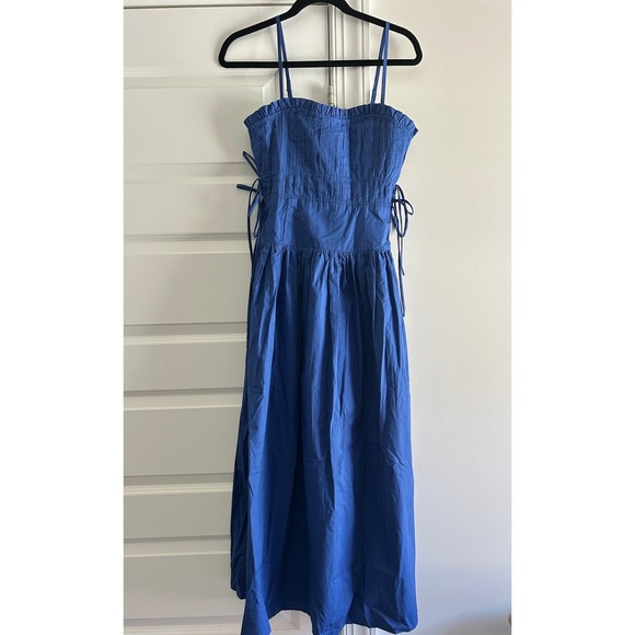 Moon River Dresses & Skirts - Tuckernuck Moon River Blue Cotton Poplin Midi Dress Side Tie Smocked Back Large